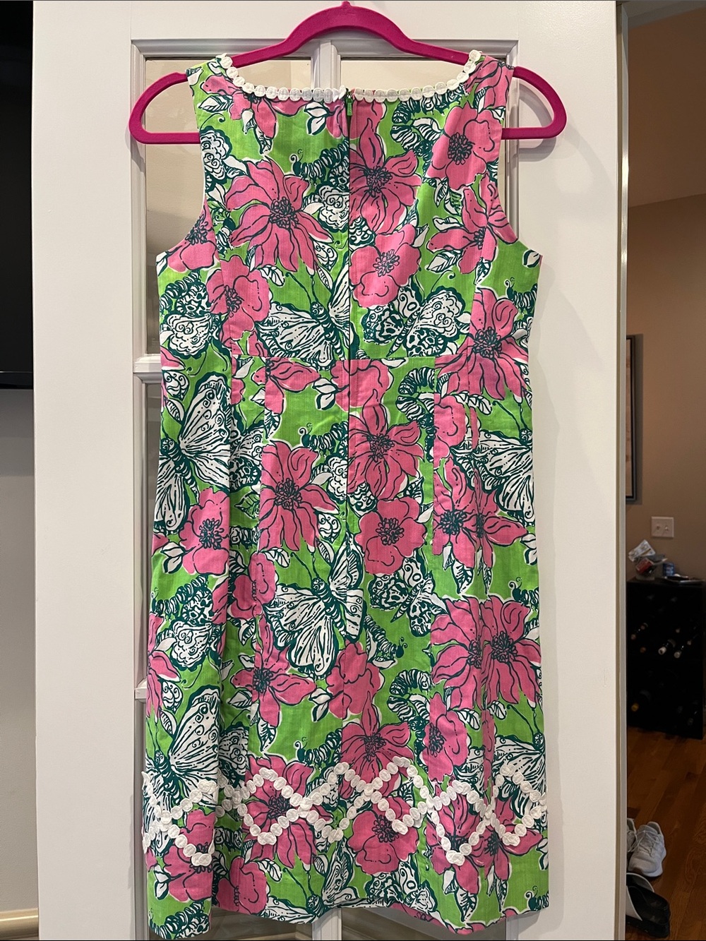 Lilly Pulitzer Green & Pink Floral Butterfly Mini Dress! Summer parties! - Picture 4 of 5